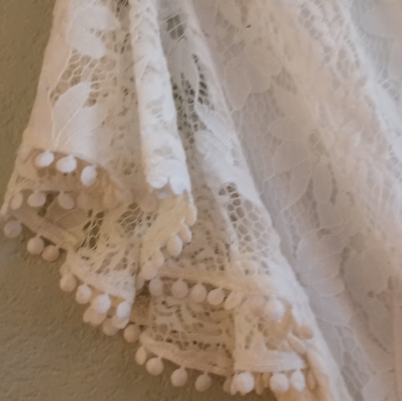 Hello Molly Lace Ruffled Coquette Girl Deep V-Neck Belted Flowy Mini - Picture 6 of 9